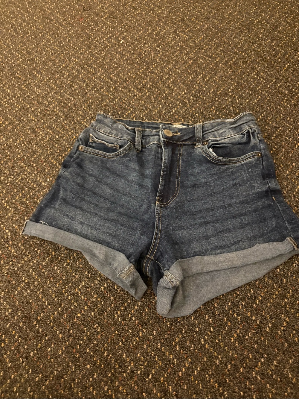 miami Dark Blue Rolled-Hem Denim Shorts